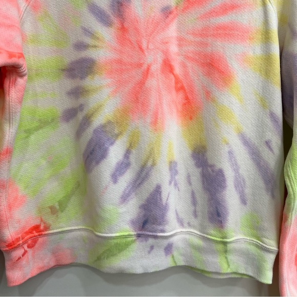 RE/DONE tie dye sweatshirt Hanes Classic Raglan Crewneck Neon Spiral Dye Medium - Picture 6 of 9